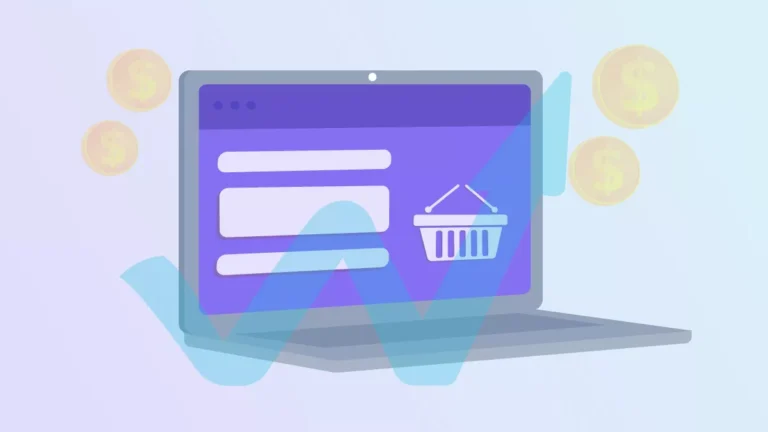 Computador com landing page e grafico de vendas subindo