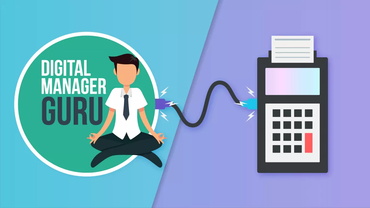 Digital Manager Guru conectado a uma máquina de pagamentos