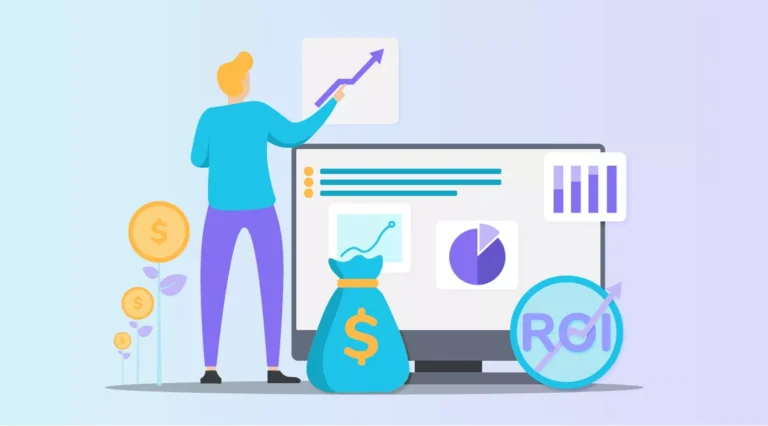 pessoa a seguir grafico e computador com roi e graficos