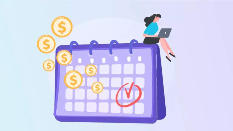 senhora ao computadora sentada em cima de calendario