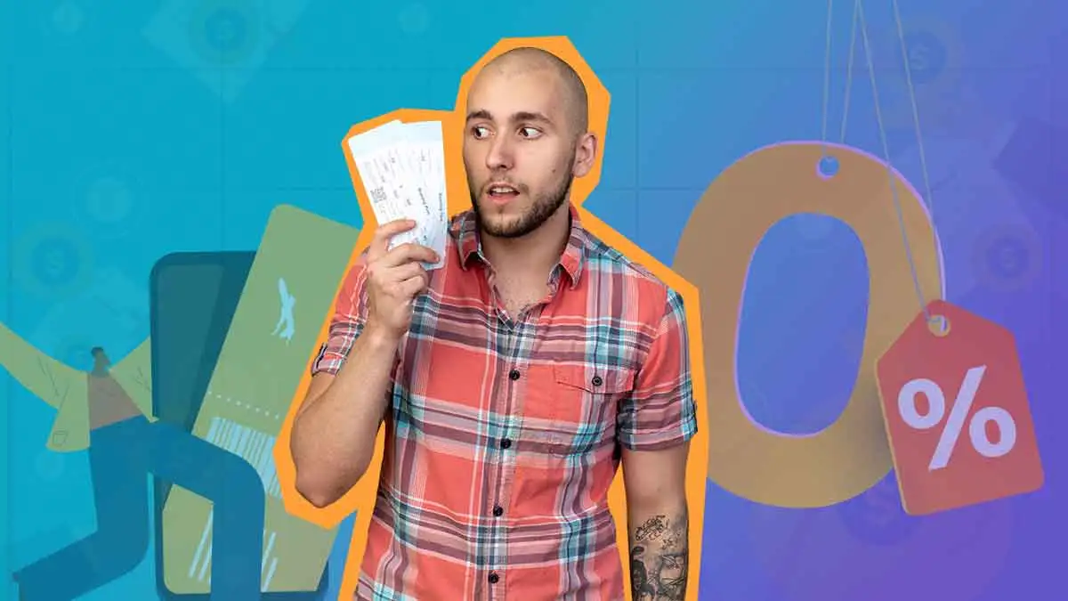 homem com tickets na maos e percentagem de fundo