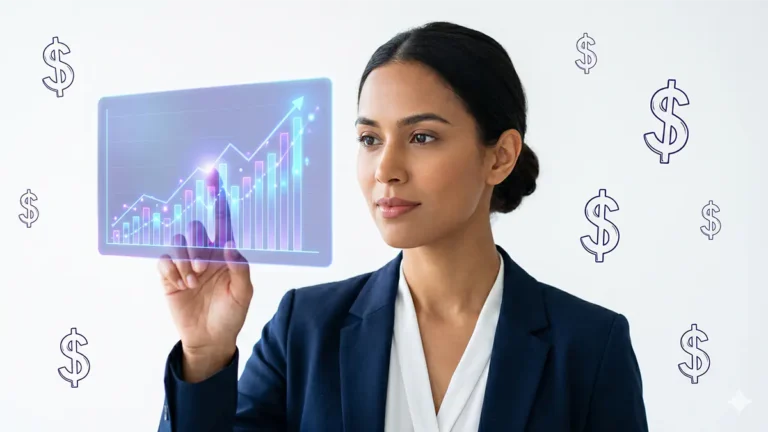 empresária vendo gráfico