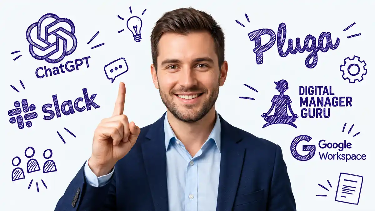 homem empresário com logos de fundo.